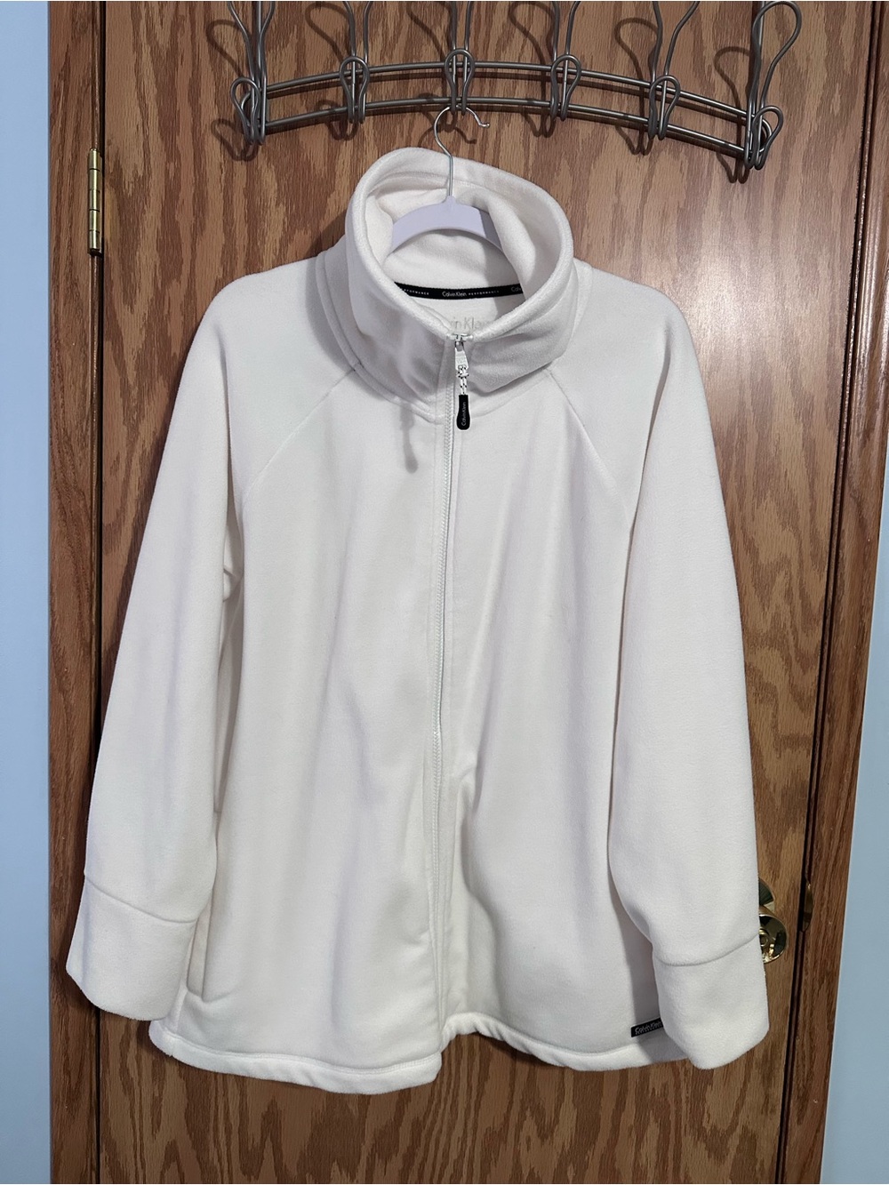 Calvin Klein Performance White Full-Zip Polar Fleece Crew Neck Sweater Size 2XL